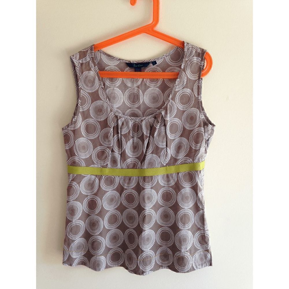 Boden Womens Casual Sleeveless Scoop Neck Blouse Tan Sz 4 UK size 8
